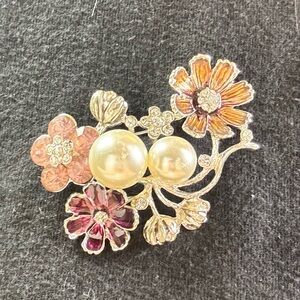 Elegant Floral Pearl Brooch